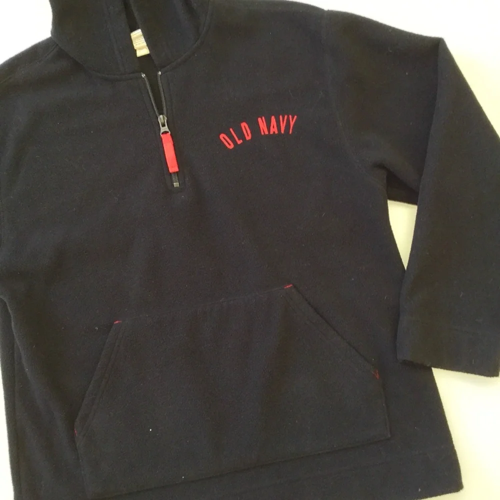 Youth Quarter Zip Fleece Hoodie Black and Red  Unisex Youth Sz 10